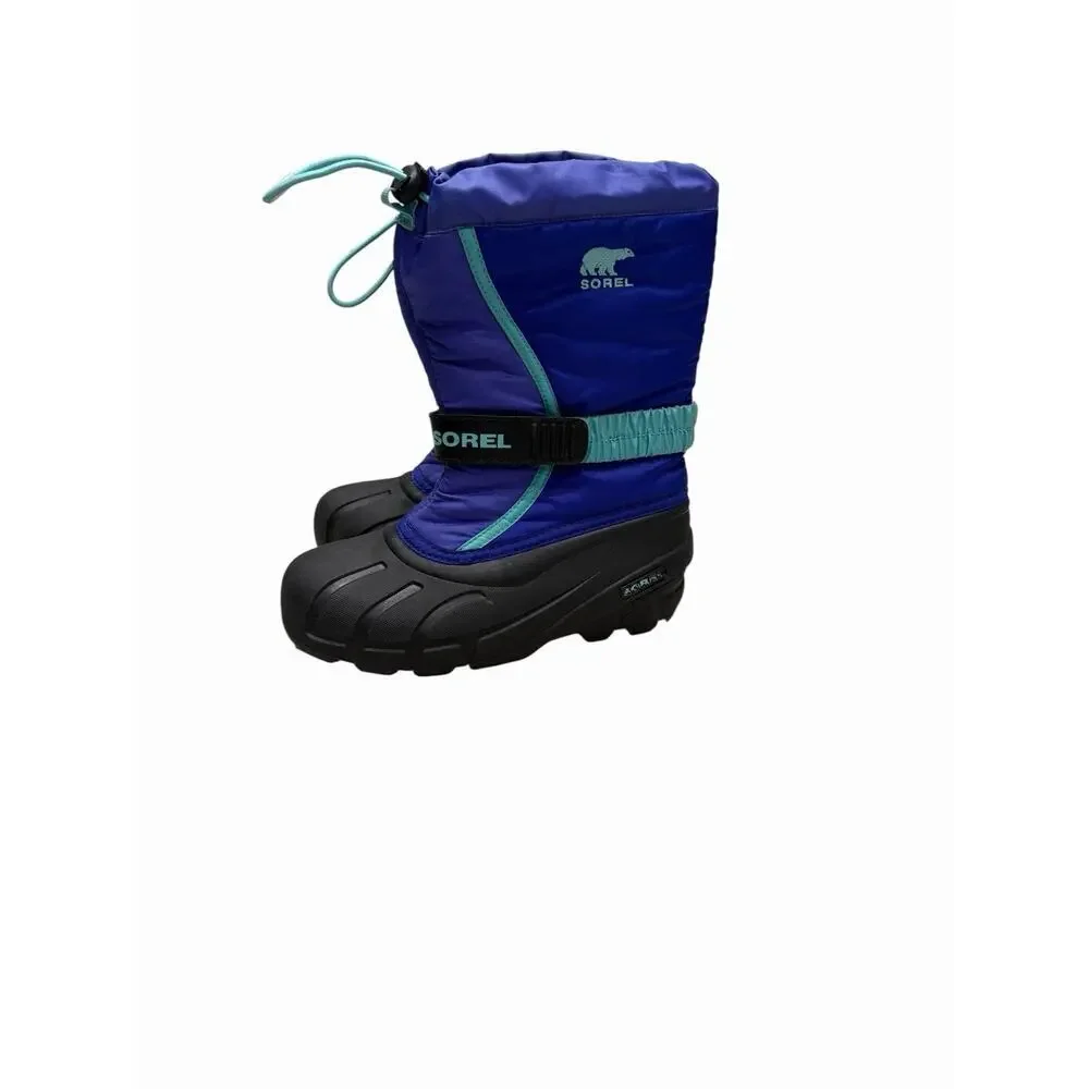 Sorel Flurry Blue/Purple Unisex Winter Waterproof Lined Snow Boots Big Kid 3